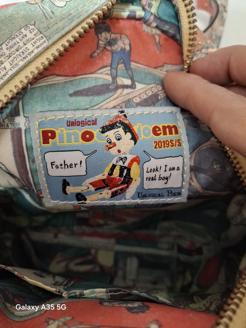 Rare Unlogical PoemComic Strip Narrative Mini Backpack Crossbody Pinocchio - Picture 13 of 13